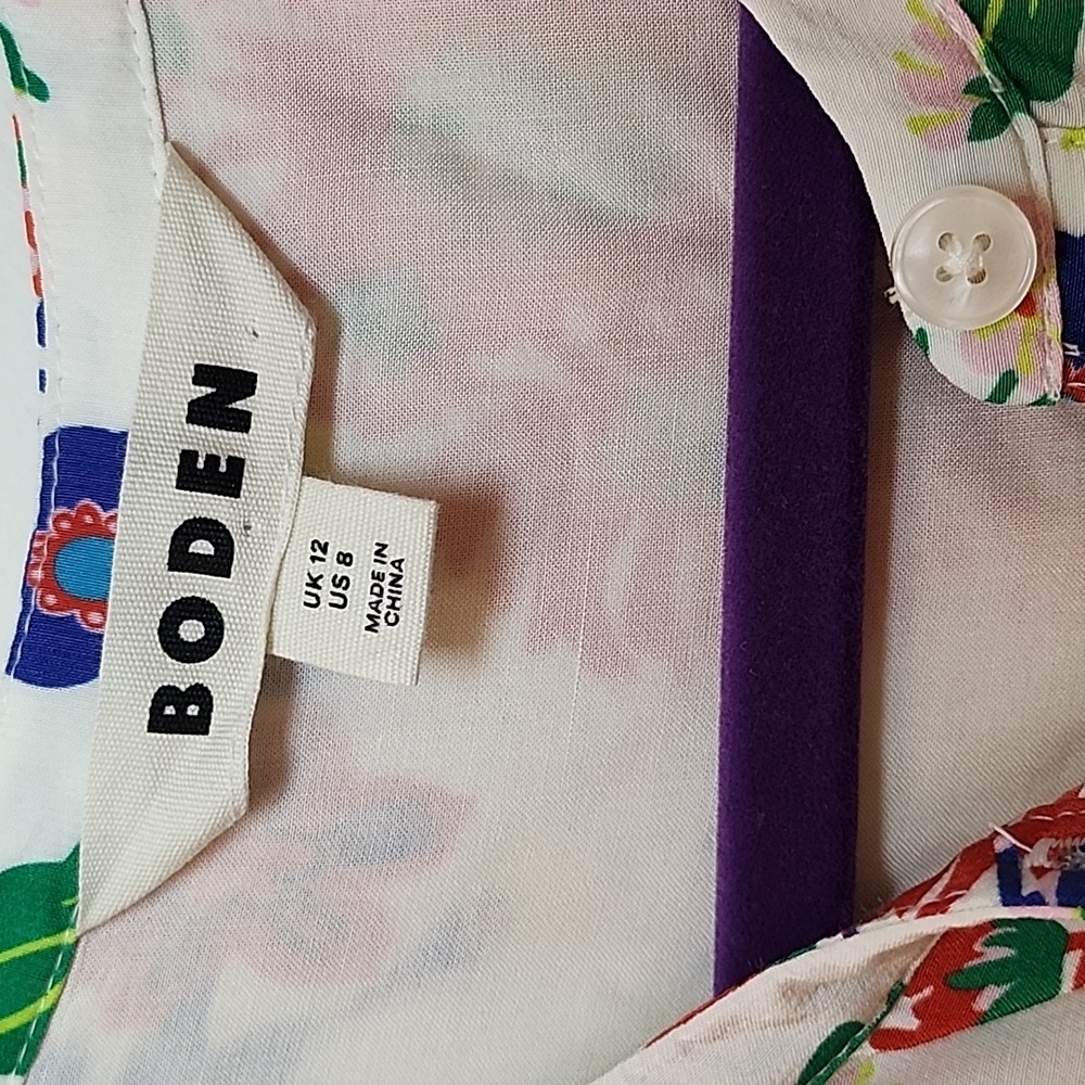 Boden Flame Scarlet Diamond Terrace Alicia Red and Pink Floral Blouse Size 8 - Picture 5 of 16